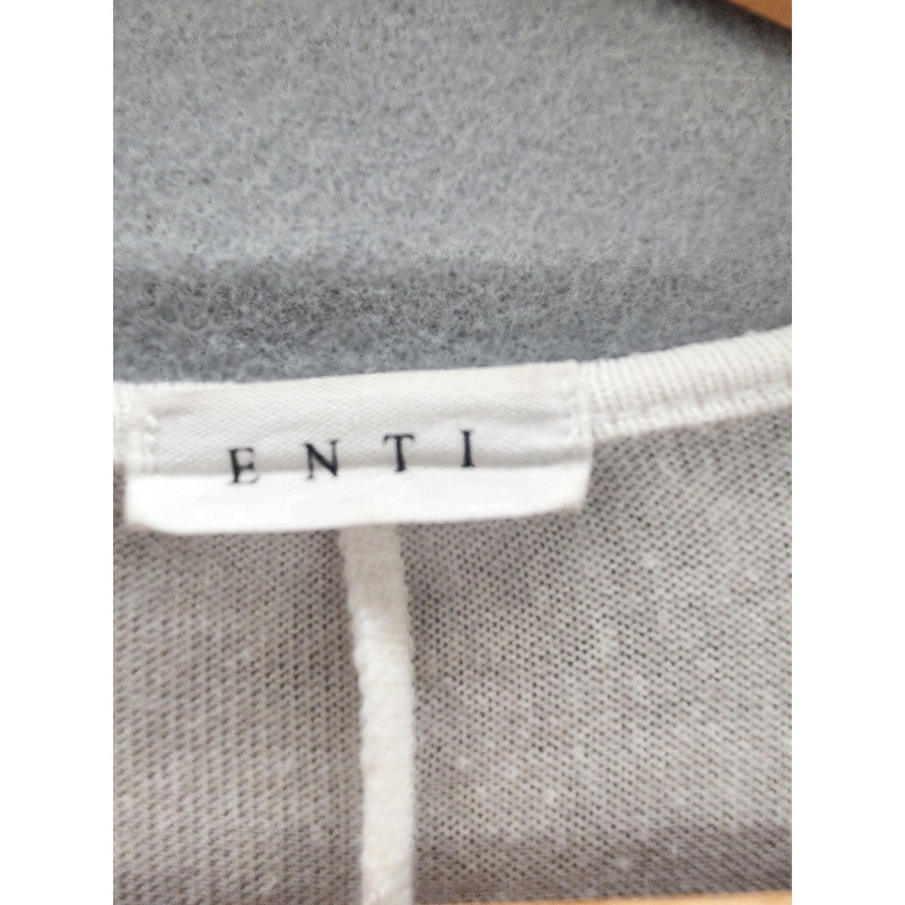Enti Women Ombre Knit Sweater Gray White V-Neck Batwing Sleeve Boho Top Small - Picture 2 of 14